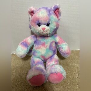 Build A Bear Plush Pastel Swirl Tie Dye Kitty Cat Pink Purple Blue Stuffed Toy